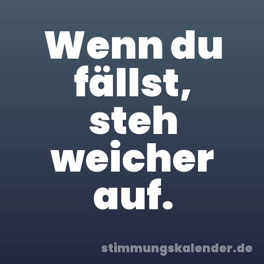 Wenn du fällst, steh weicher auf.
