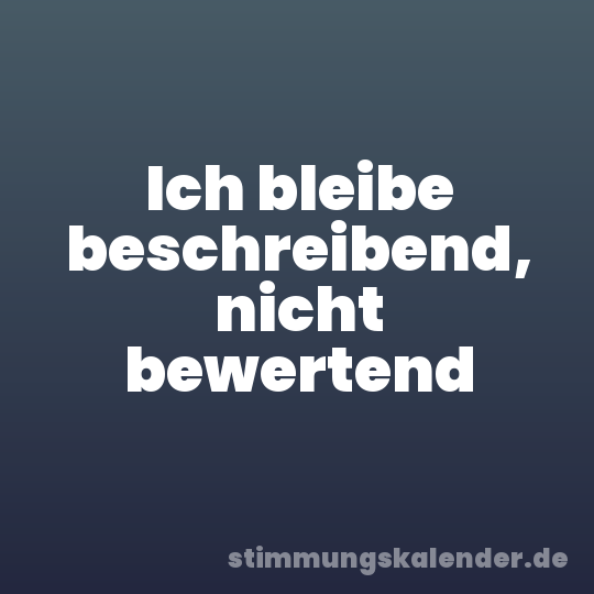 Ich bleibe beschreibend, nicht bewertend