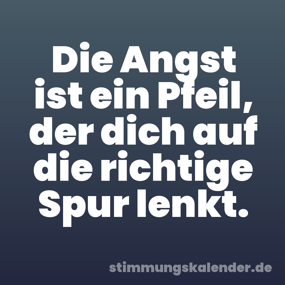 Die Angst ist ein Pfeil, der dich auf die richtige Spur lenkt.