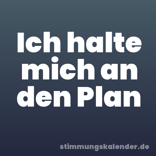 Ich halte mich an den Plan