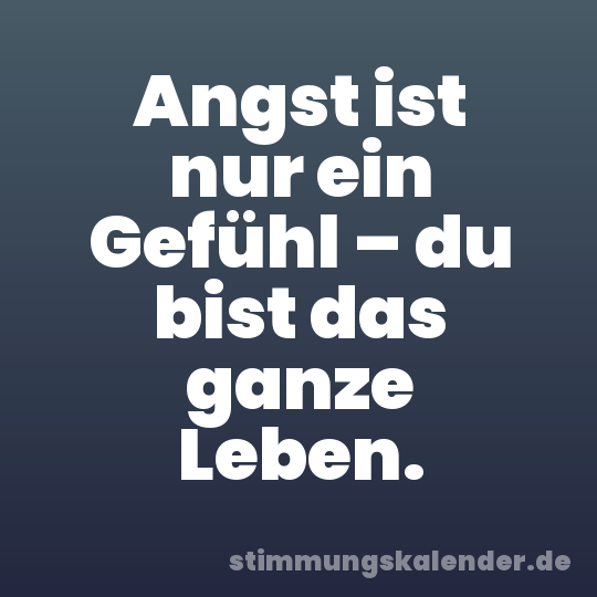 Angst ist nur ein Gefühl – du bist das ganze Leben.
