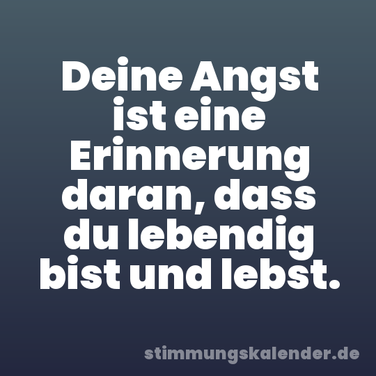 Deine Angst ist eine Erinnerung daran, dass du lebendig bist und lebst.