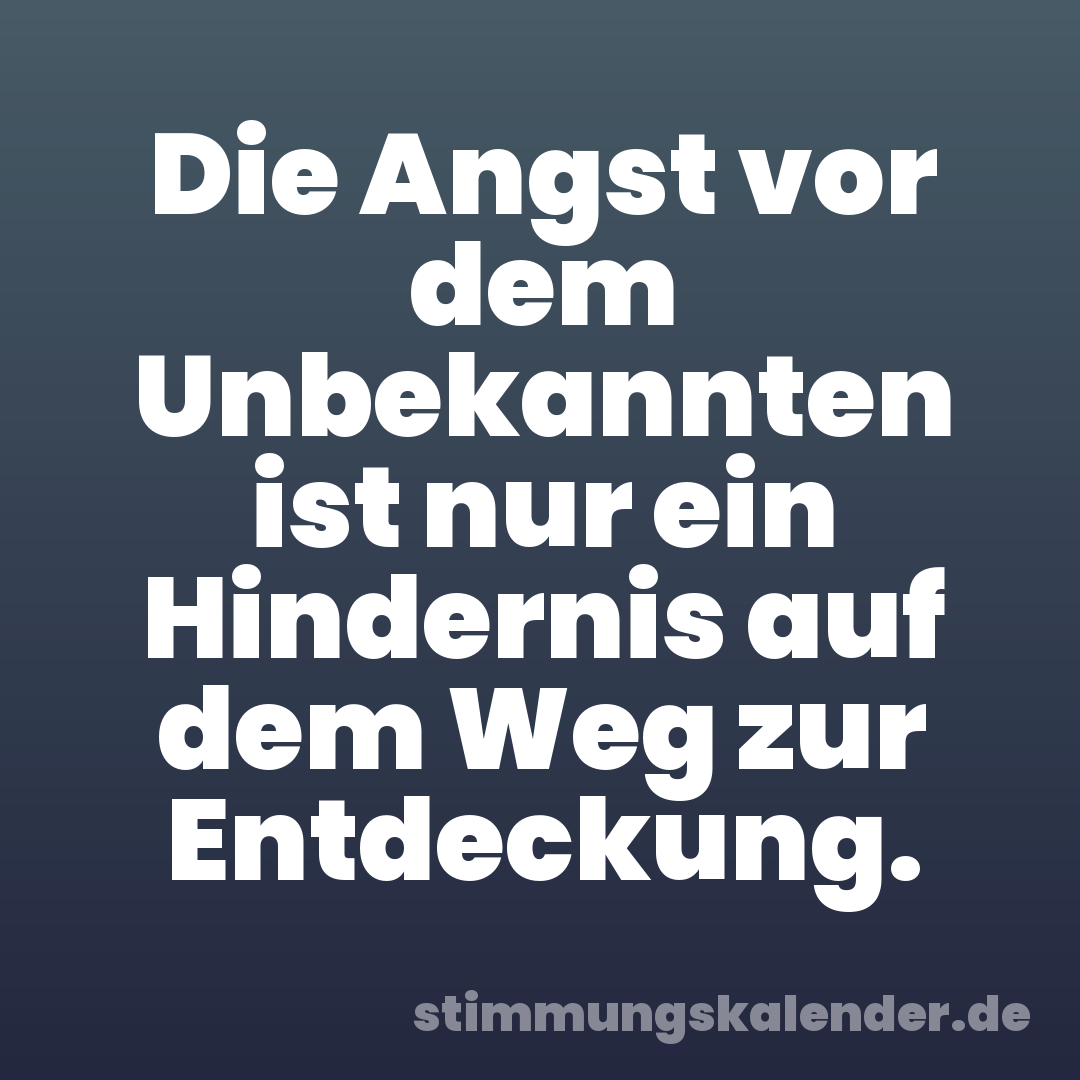 Die Angst vor dem Unbekannten ist nur ein Hindernis auf dem Weg zur Entdeckung.
