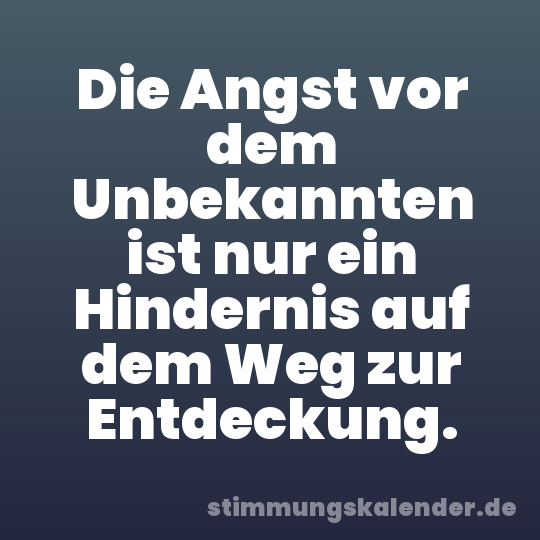 Die Angst vor dem Unbekannten ist nur ein Hindernis auf dem Weg zur Entdeckung.
