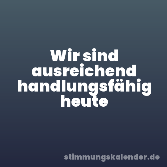 Wir sind ausreichend handlungsfähig heute