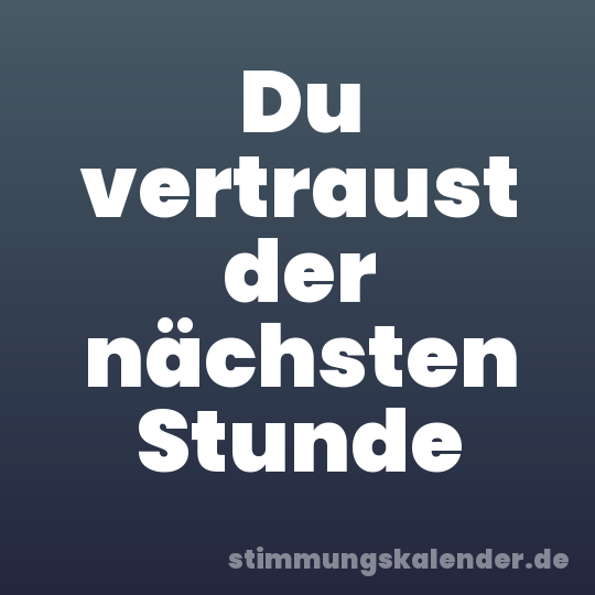 Du vertraust der nächsten Stunde