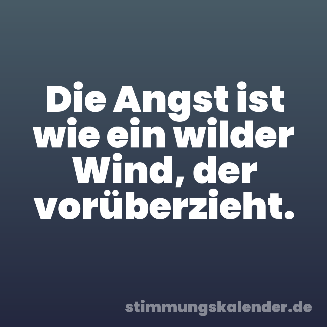 Die Angst ist wie ein wilder Wind, der vorüberzieht.