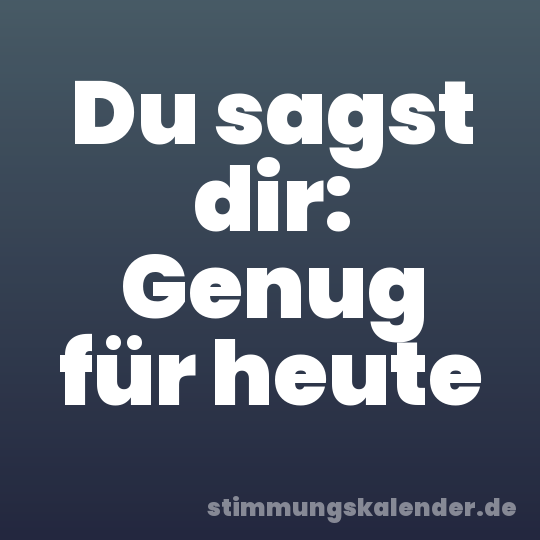 Du sagst dir: Genug für heute