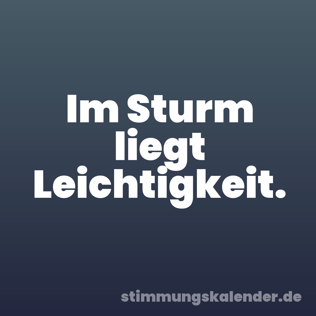 Im Sturm liegt Leichtigkeit.