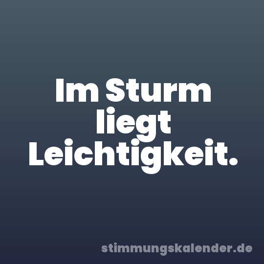 Im Sturm liegt Leichtigkeit.