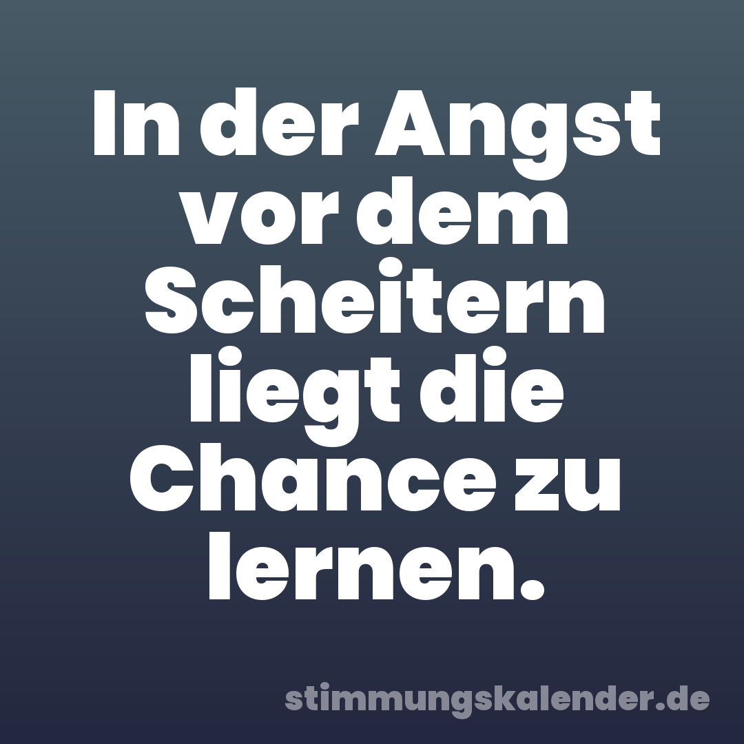 In der Angst vor dem Scheitern liegt die Chance zu lernen.