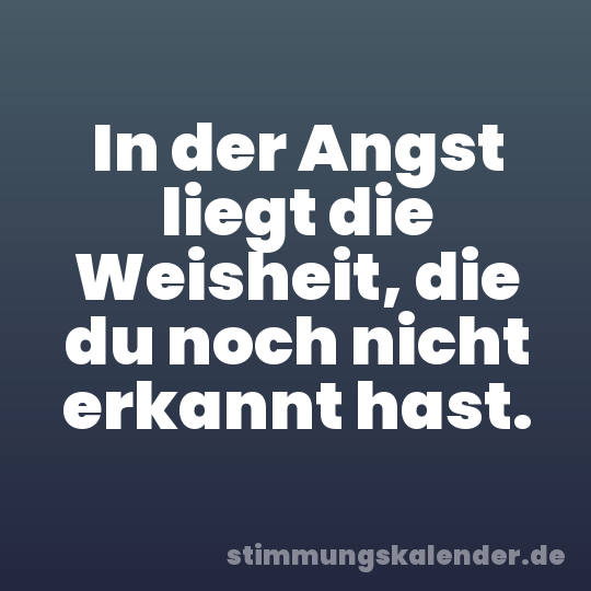 In der Angst liegt die Weisheit, die du noch nicht erkannt hast.