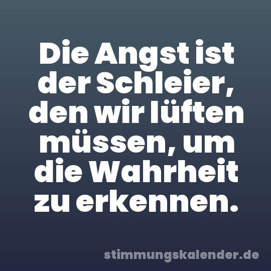 Die Angst ist der Schleier, den wir lüften müssen, um die Wahrheit zu erkennen.