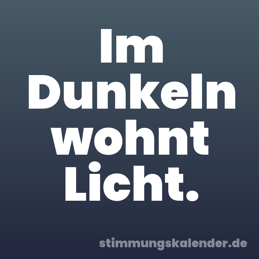 Im Dunkeln wohnt Licht.