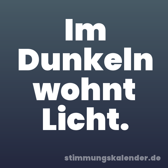 Im Dunkeln wohnt Licht.