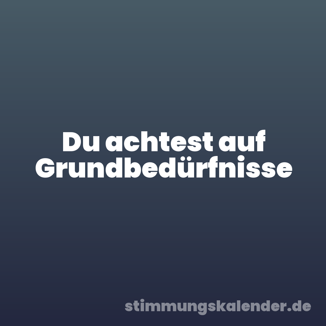 Du achtest auf Grundbedürfnisse