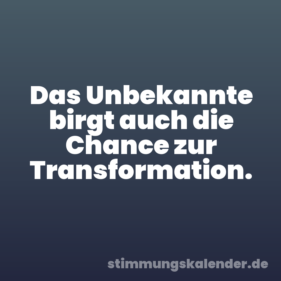 Das Unbekannte birgt auch die Chance zur Transformation.