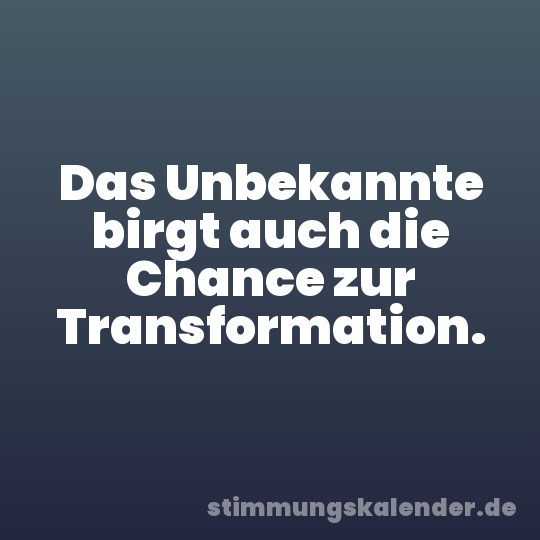 Das Unbekannte birgt auch die Chance zur Transformation.