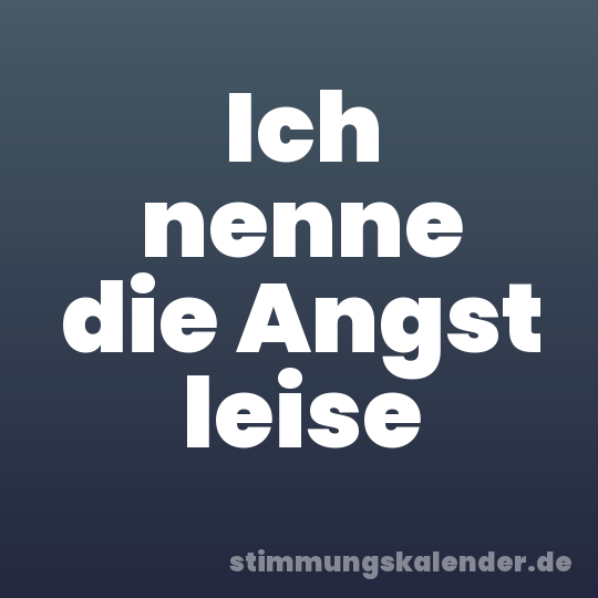 Ich nenne die Angst leise
