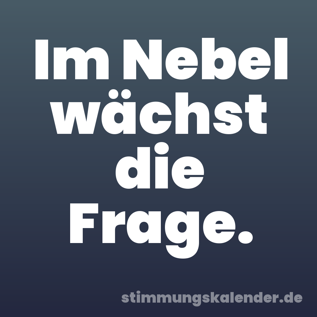 Im Nebel wächst die Frage.