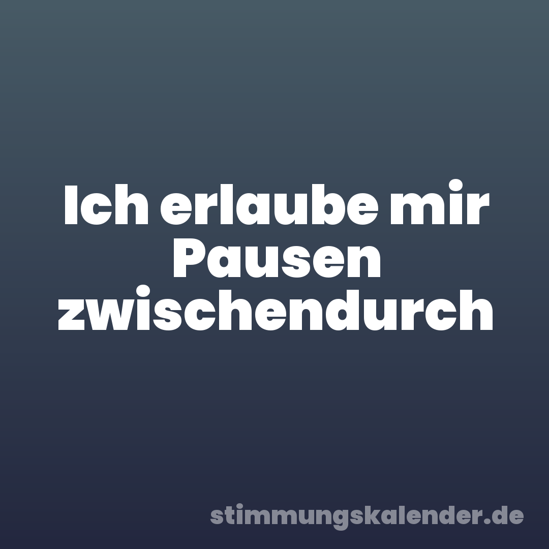 Ich erlaube mir Pausen zwischendurch