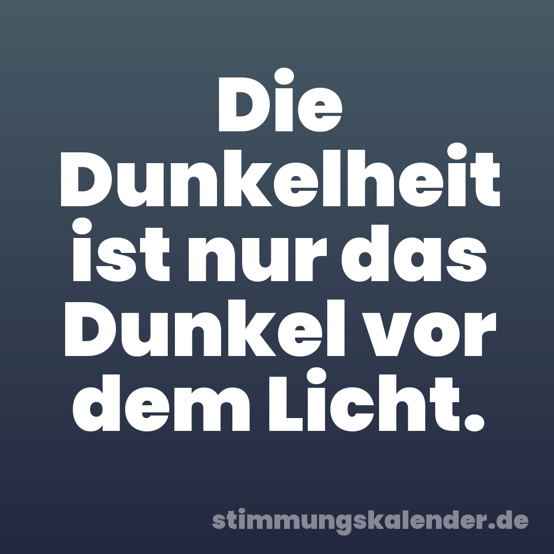 Die Dunkelheit ist nur das Dunkel vor dem Licht.
