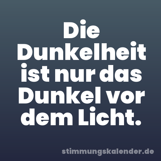 Die Dunkelheit ist nur das Dunkel vor dem Licht.
