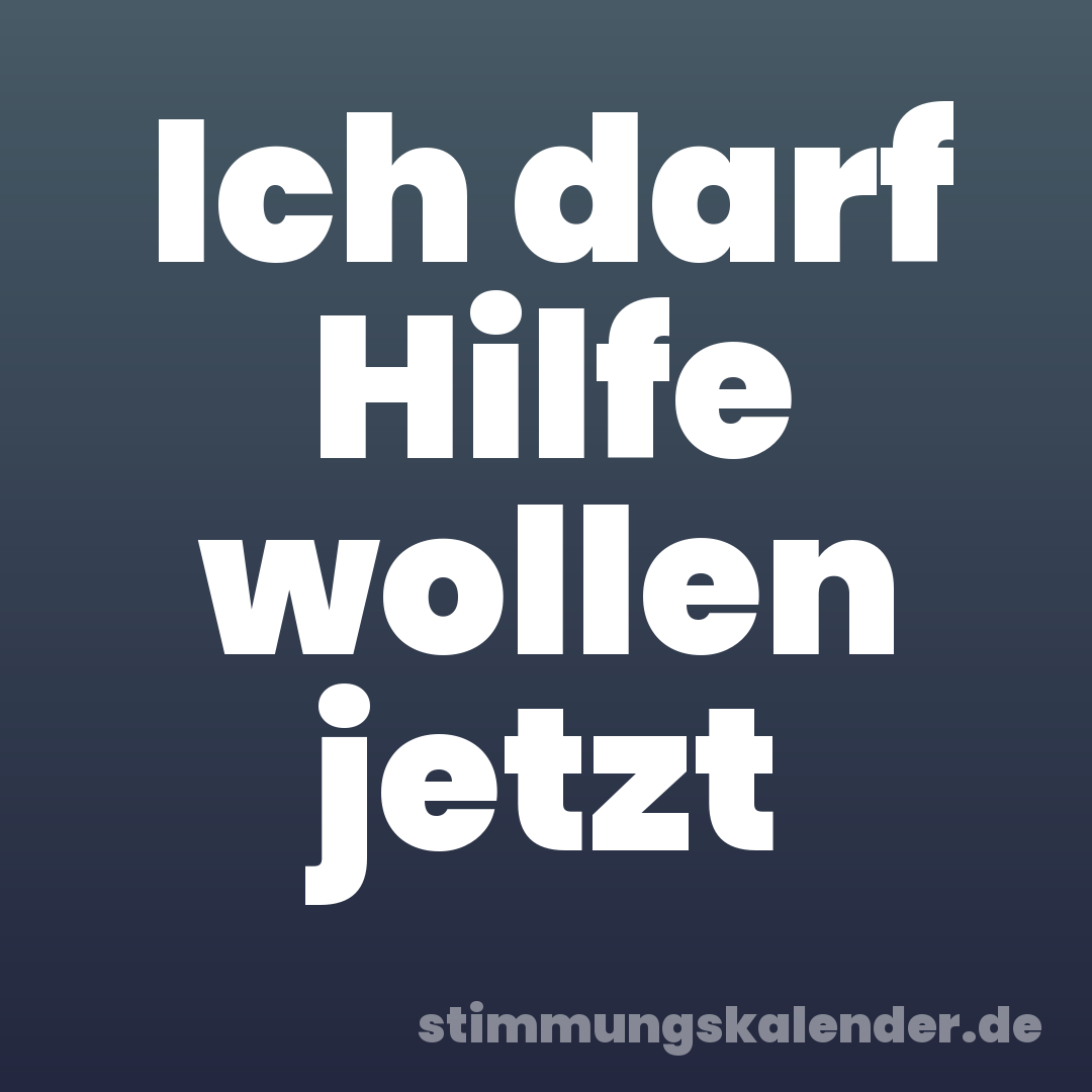 Ich darf Hilfe wollen jetzt
