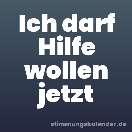 Ich darf Hilfe wollen jetzt