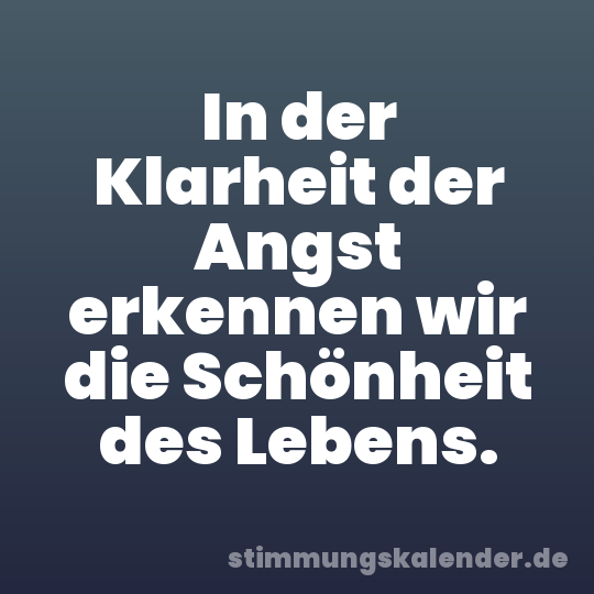 In der Klarheit der Angst erkennen wir die Schönheit des Lebens.