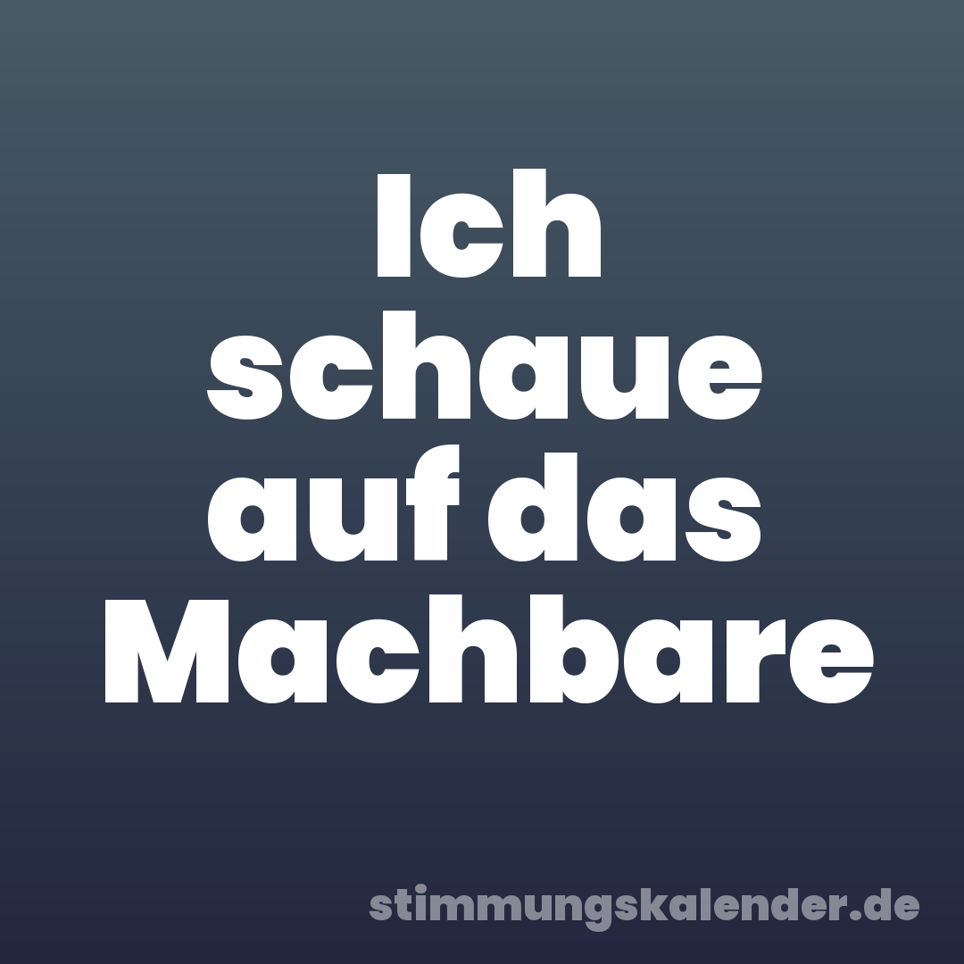 Ich schaue auf das Machbare