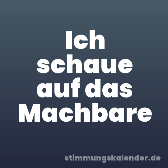 Ich schaue auf das Machbare