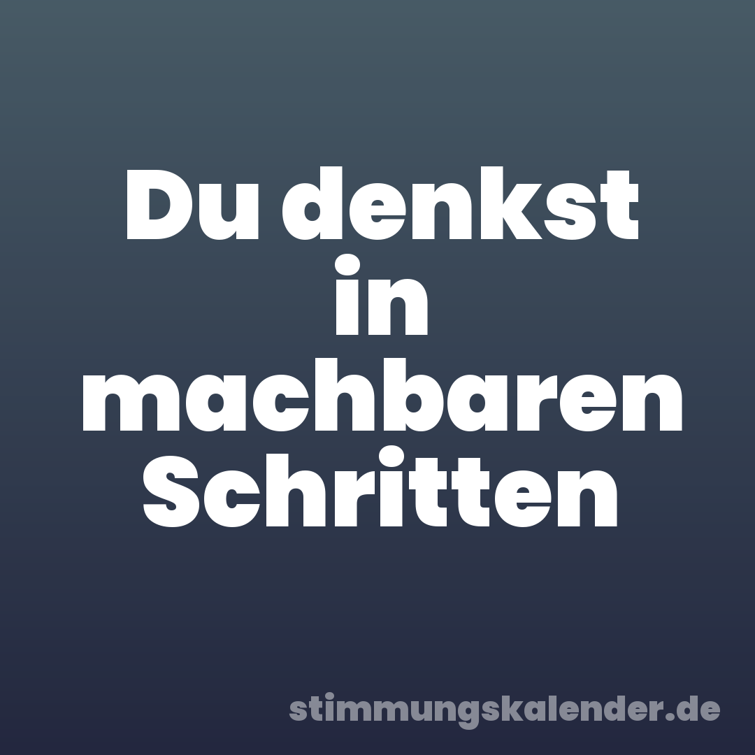 Du denkst in machbaren Schritten