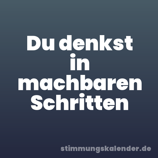 Du denkst in machbaren Schritten