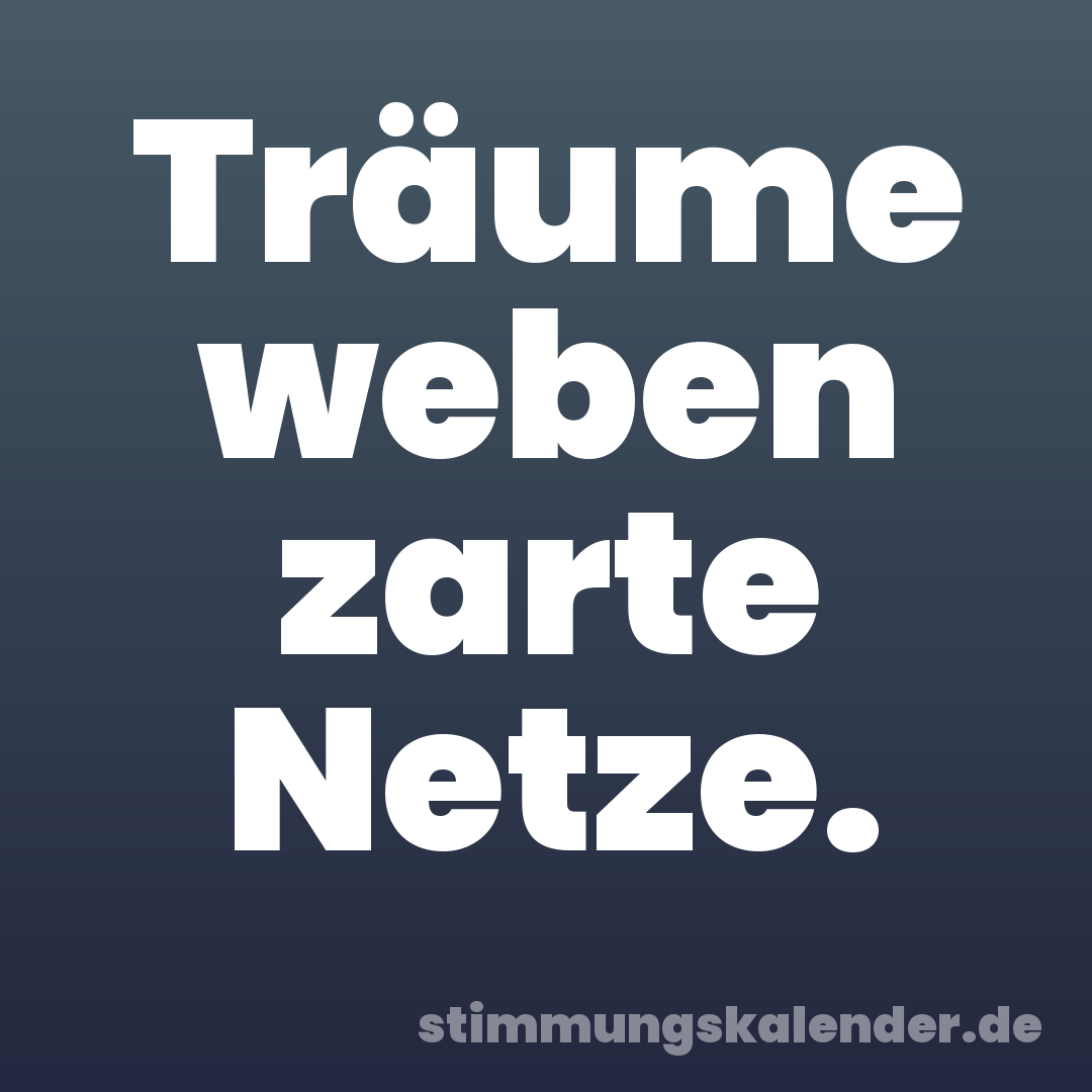 Träume weben zarte Netze.