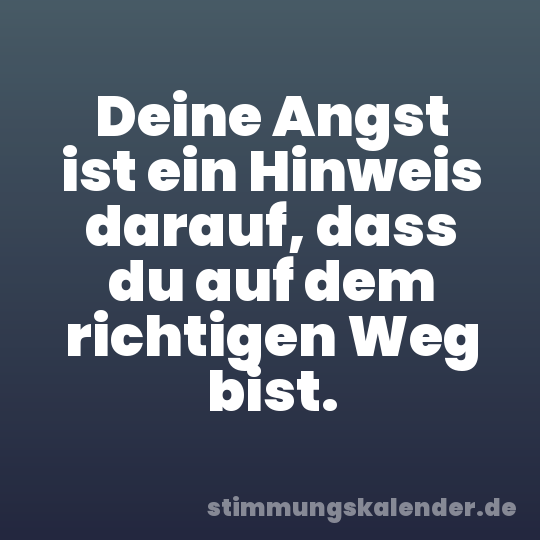 Deine Angst ist ein Hinweis darauf, dass du auf dem richtigen Weg bist.