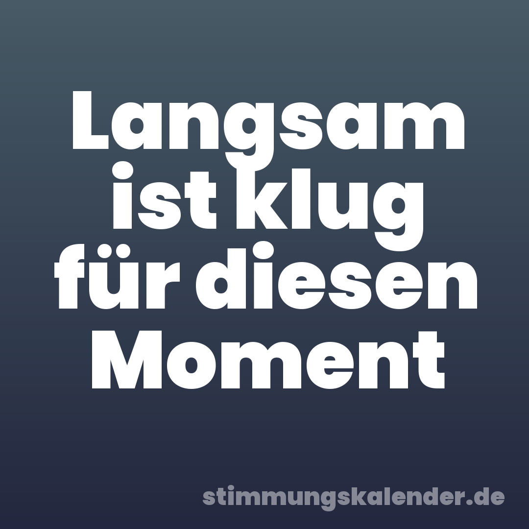 Langsam ist klug für diesen Moment