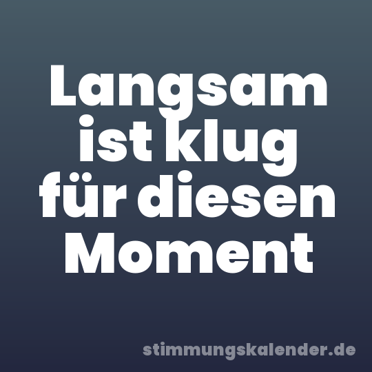 Langsam ist klug für diesen Moment