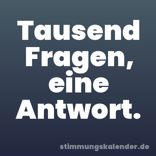 Tausend Fragen, eine Antwort.