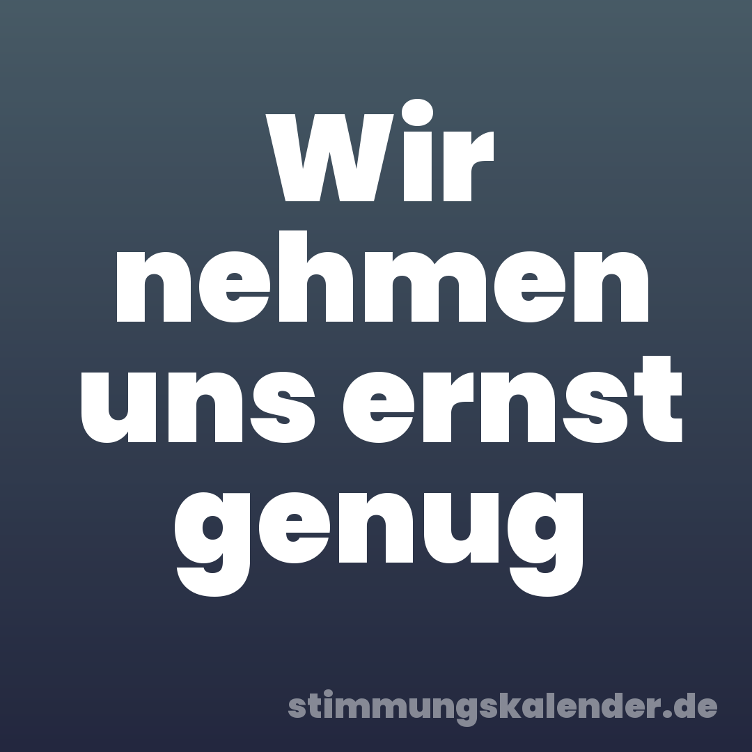 Wir nehmen uns ernst genug