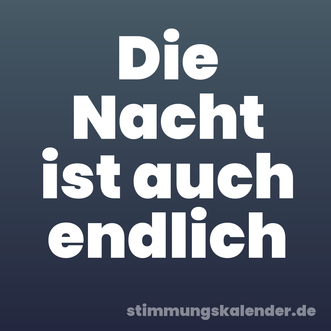 Die Nacht ist auch endlich