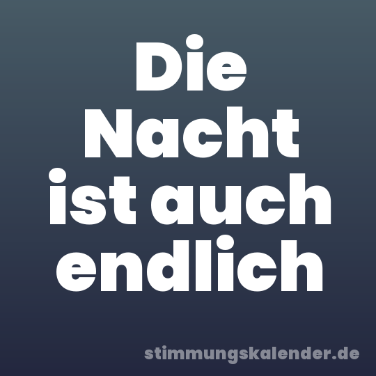 Die Nacht ist auch endlich