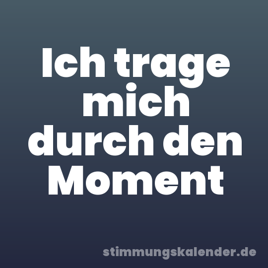Ich trage mich durch den Moment