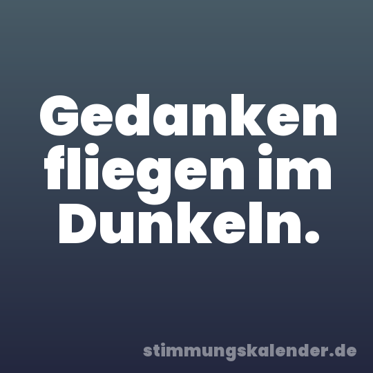 Gedanken fliegen im Dunkeln.