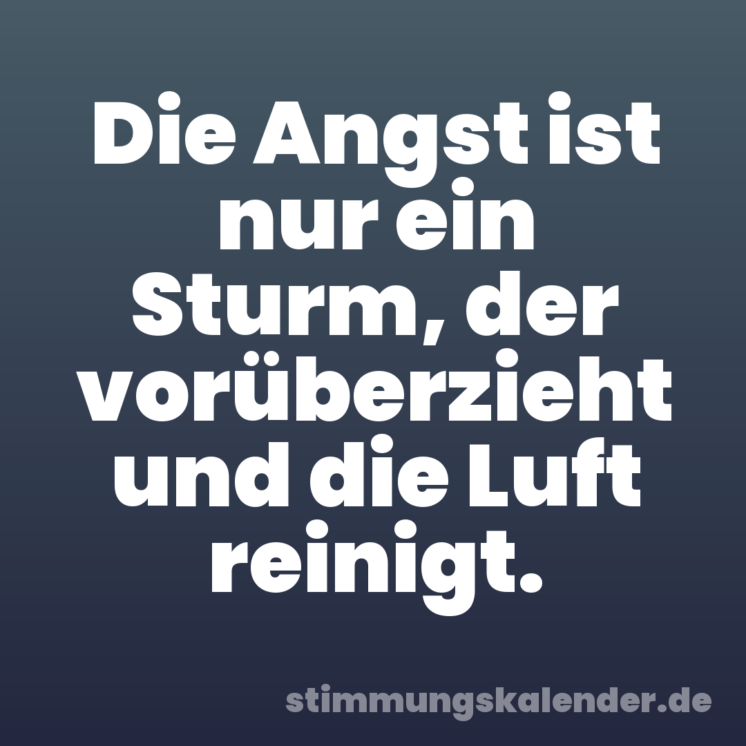 Die Angst ist nur ein Sturm, der vorüberzieht und die Luft reinigt.