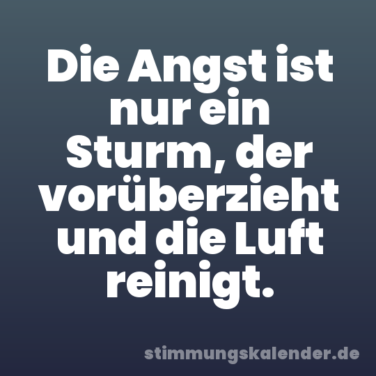 Die Angst ist nur ein Sturm, der vorüberzieht und die Luft reinigt.