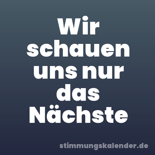 Wir schauen uns nur das Nächste