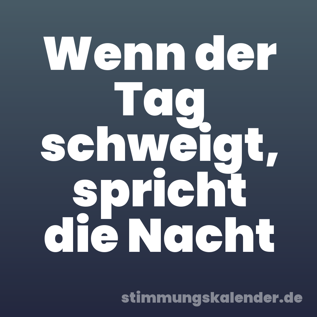 Wenn der Tag schweigt, spricht die Nacht