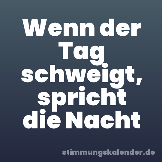 Wenn der Tag schweigt, spricht die Nacht