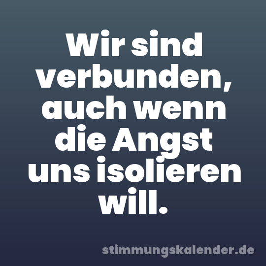 Wir sind verbunden, auch wenn die Angst uns isolieren will.